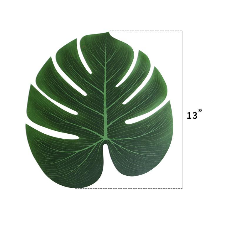 Vibrant Green Polyester Leaves Set For Tropical Hawaiian Luau And Moana Party Decorations