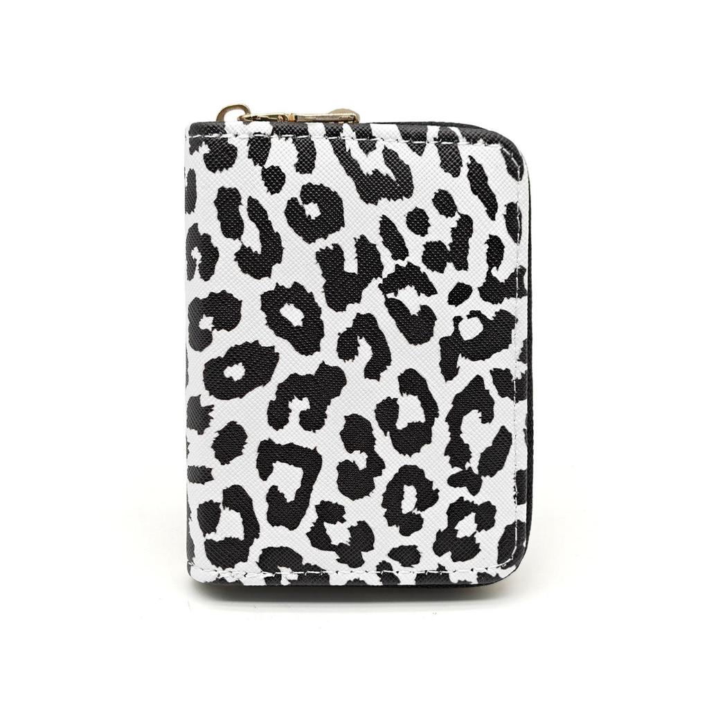 Kurzes Portemonnaie mit Leopardenmuster für Damen, Münzbörse, Münztasche, Doppelreißverschluss, Kartenetui, Ausweishalter, Kreditkartenhalter, Süße Geldbörse