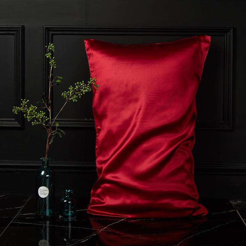 European Style Pure Mulberry Silk Double-Sided Pillowcase, Solid Color, Envelope Style, Beauty Pillowcase.