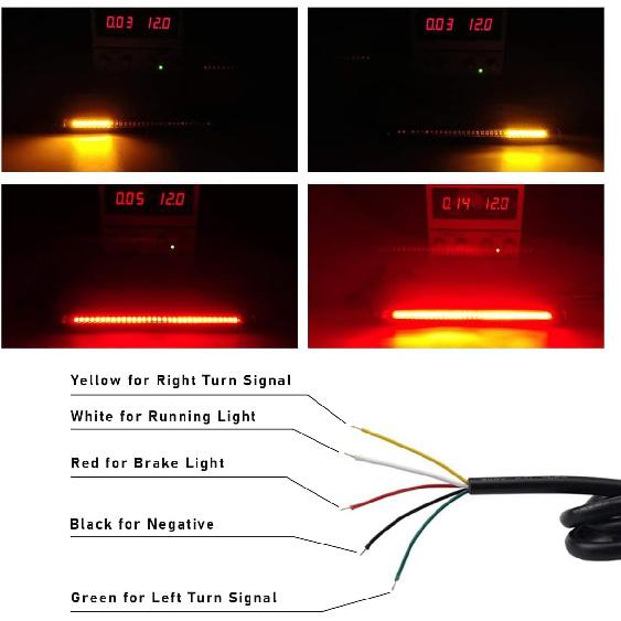 KVAEY 2PCS Universal LED Strip Tail Brake Stop Light, 8" Flexible LED Light Strip Turn Signal License Plate Lights, 12V Waterproof 32LED Light Strip