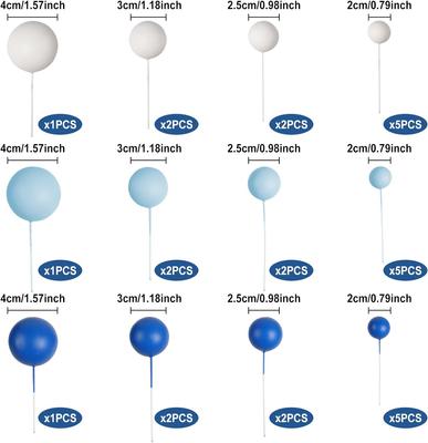 30Pcs Ball Cake Decorations Birthday Party Wedding Decoration Cake Topper with  Blue White Dark Blue Balloons for Festivals
