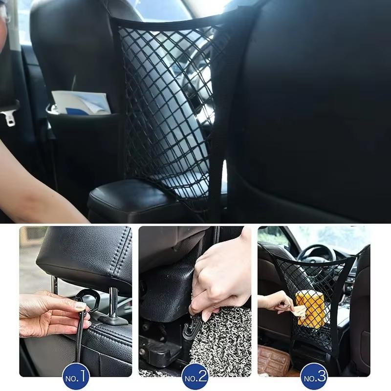 Motorcycle Cargo Net Elastic Double Layer Motorcycle Net for Helmet Storage Net with Hooks Luggage Net Car Rear Seat Storage Net