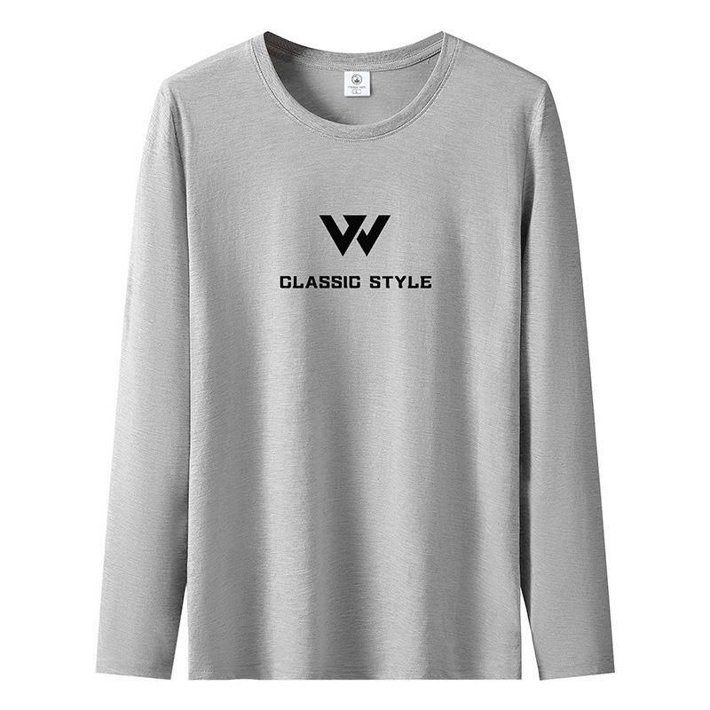 

S-5XL Мужская футболка с длинным рукавом из чистого хлопка, повседневные свитера большого размера S светло-серый