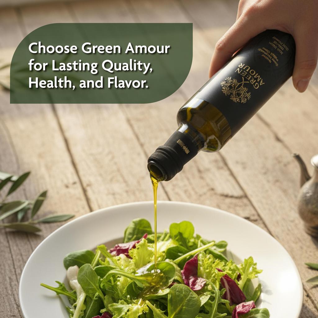 Green Amour Award-Winning EVOO Olive Oil – Cold Pressed, Low Acidity, High Polyphenols (New Harvest) – 5 L