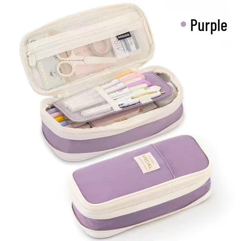 Macaron Multi-layer Pencil Case: Large Capacity, Pure Color Stationery Box for Boys and Girls in Junior High & High School
