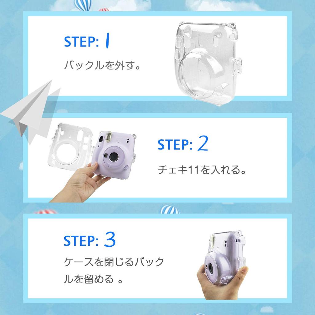 Kinokoo Cheki Fujifilm Cheki instax mini 11 Hülle mini11 Kameratasche Hartschalenkoffer PC-Abdeckung mit Schultergurt Glänzende Transparente Hülle, (lila)