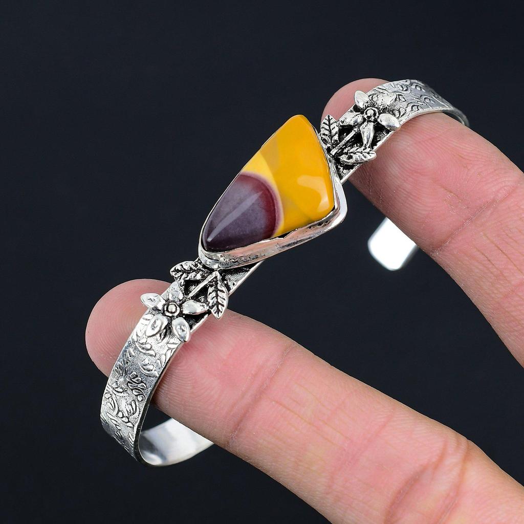 Freundschaftstag Sale Sterlingsilber Natürlicher Mookait Ehefrau Blume Armreif