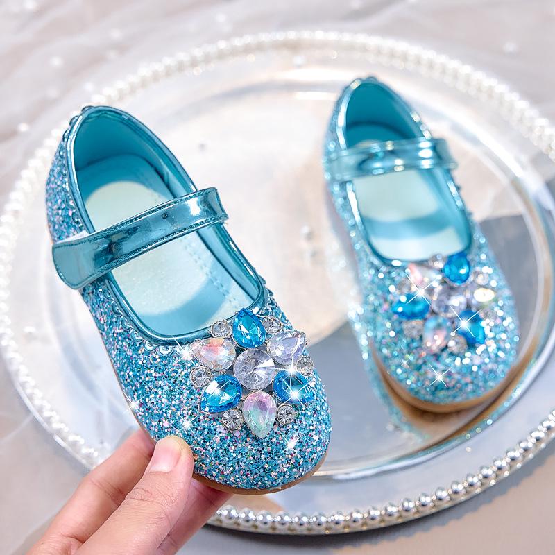 2025 Autumn Girls' Round Toe Rhinestone Princess Dance Shoes with Soft Sole