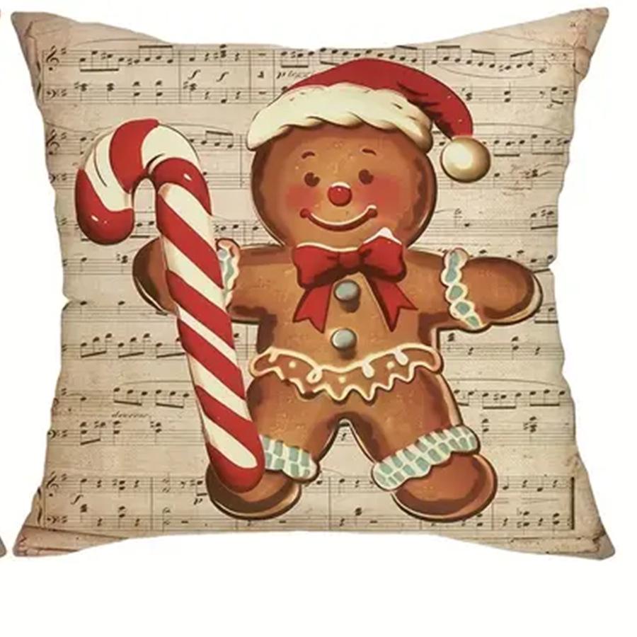 Льняная наволочка для декоративной подушки с принтом рождественского снеговика 4545cm 737₽