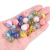 1Pcs 14mm Stripe Pattern Freehand Hollow Coloured Glaze Round Ball Multicolor Glass Beads For Jewelry Making DIY Bracelet Necklace Earring