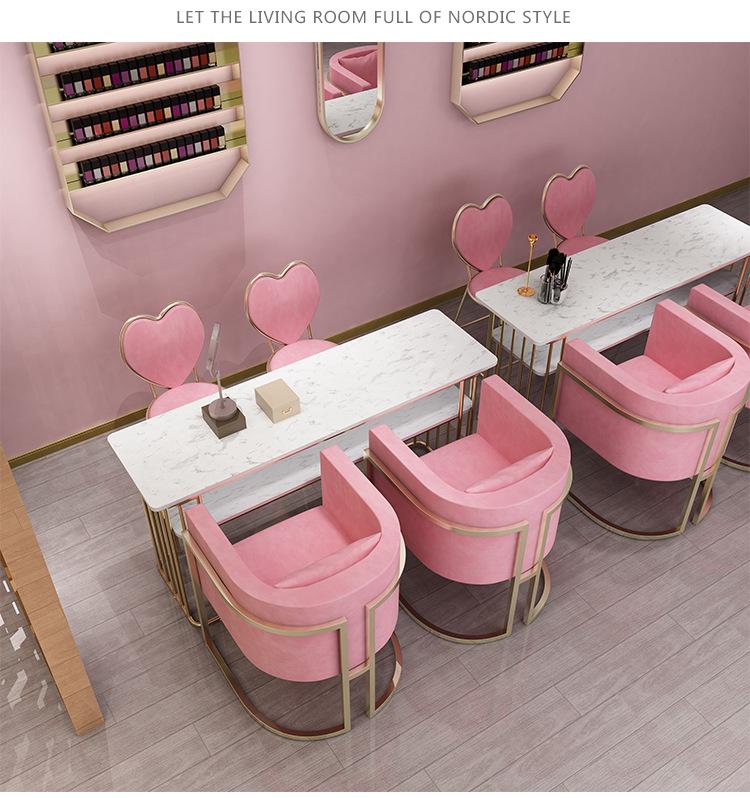 Nordic Double Layer Marble Manicure Table & Chair Set: Elegant, Space-Saving Station for Single & Double Manicures.