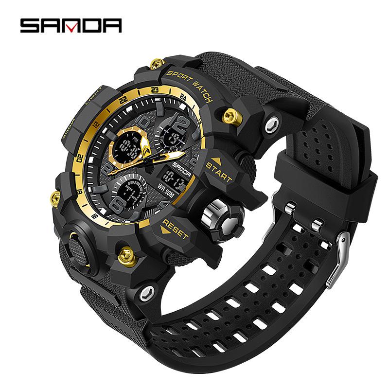 Sanda Youth Fashion Luminous Waterproof Shockproof Alarm Men's Watch