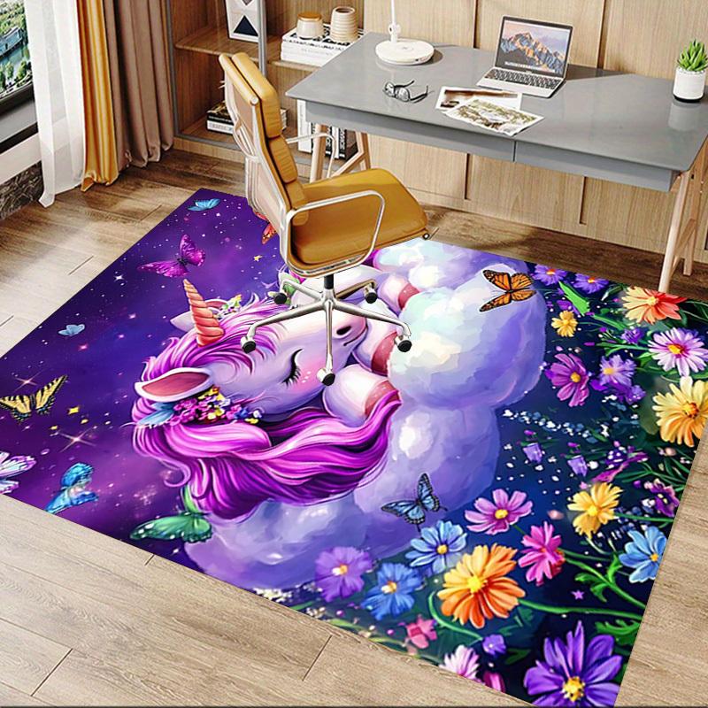 1PC Unicorn Flowers Extra Large Non-Slip Floor Carpet, Office, Family, Bedroom, Studio - Large Area RugJ0405