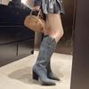 Fashion Autumn Winter Thick Heel Women Western Ankle Boots Fashion Pointed Toe Shoes Ladies Mordern Long Booties
