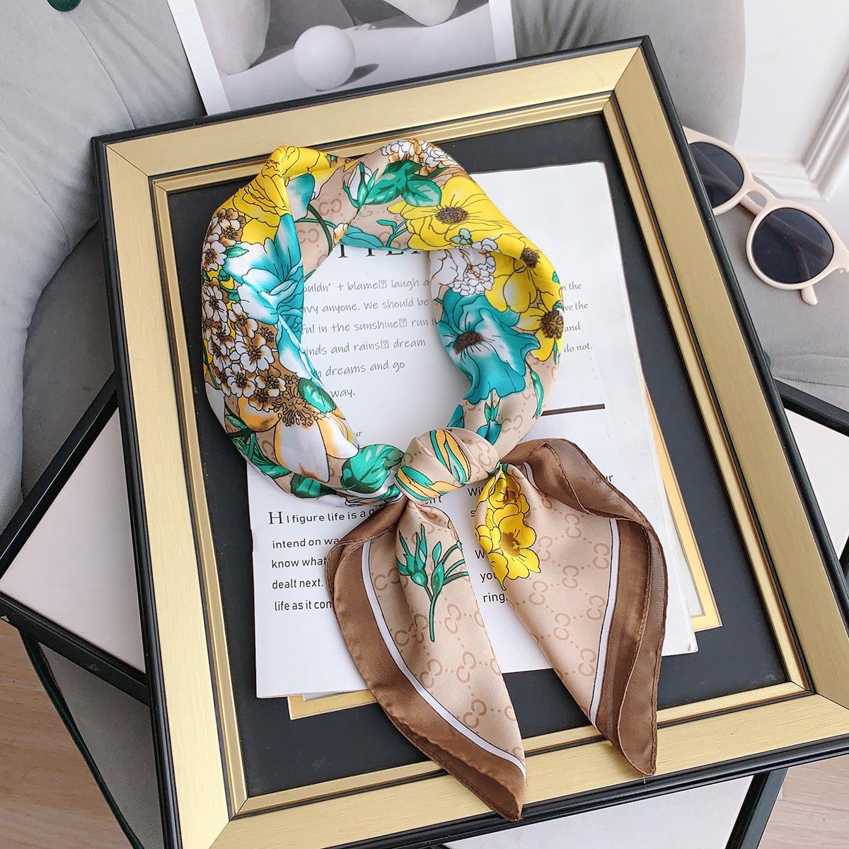 

Mother s Day gift Siya new imitation silk scarf femininity fashion peony flower decorative scarf scarf 70*70cm