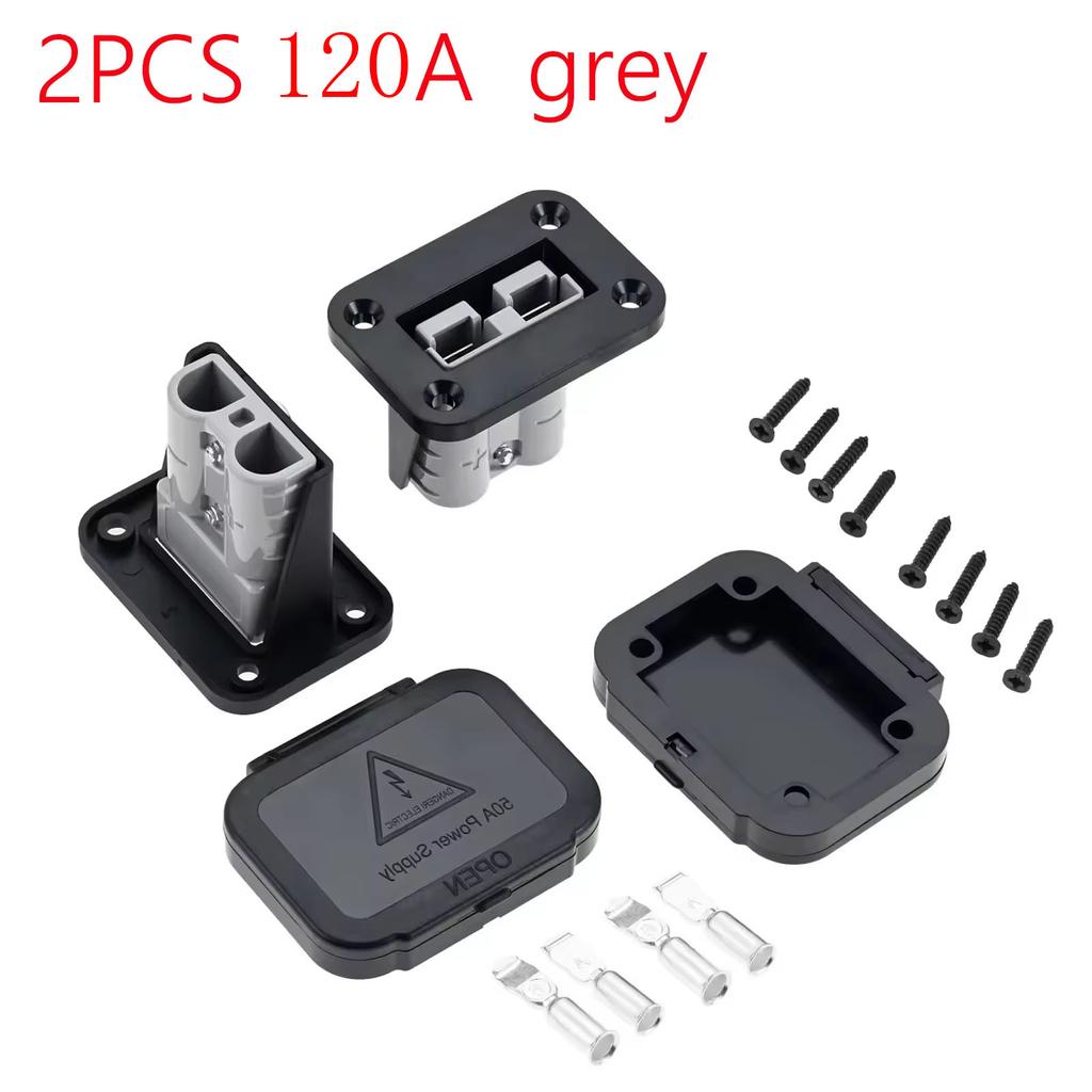 2pcs 50A/120A/175A Cable Connectors Plug For Anderson Plug Connector Flush Mount Bracket Panel Cover For Caravan Camper