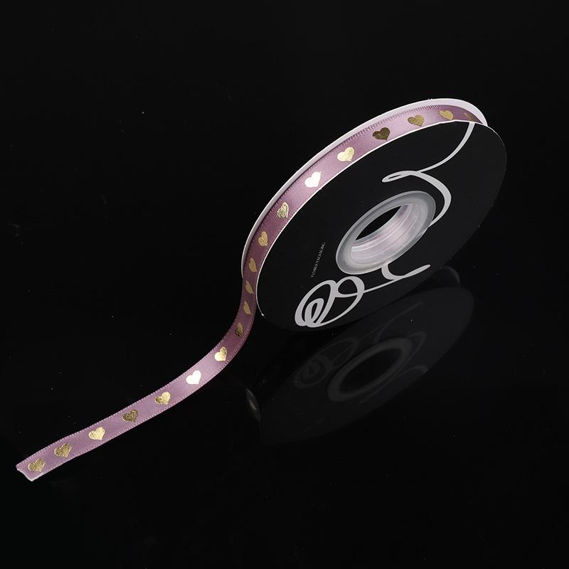 Gold-stamped Polyester Gift Ribbon Bow for Cakes & Floral Packaging