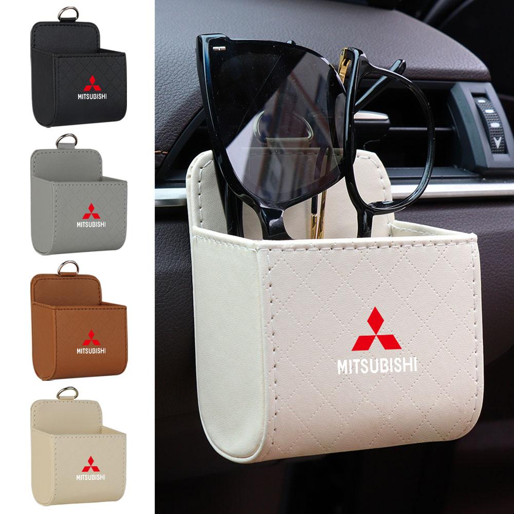 Car Storage Bag Air Vent Dashboard Tidy Hanging Leather Organizer Box accessories For Mitsubishi Asx Outlander Eclipse Xpander