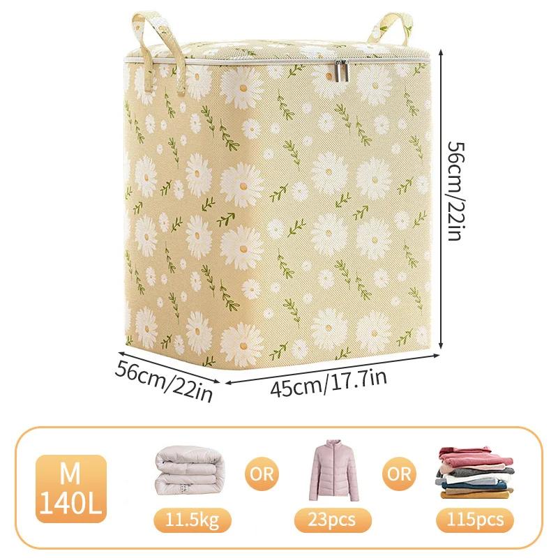 Clothes Storage Bag Pouch Foldable Quilt Clothes Organizer  Non-woven Large Capacity Wardrobe Clothing Storage Organizer
