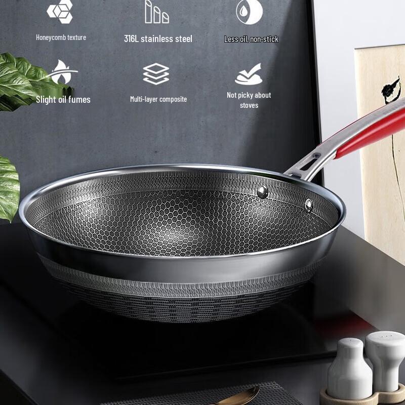 Kangbach German-Style 316L Stainless Steel Honeycomb Wok