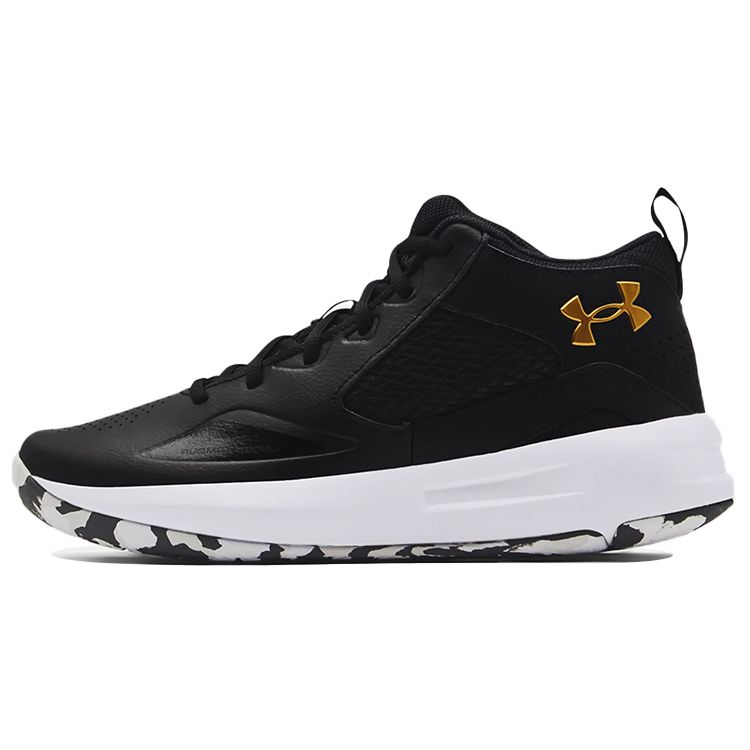 Under Armour Unisex Black White Gold Lockdown 5 Basketball Shoes 3023949-003 42