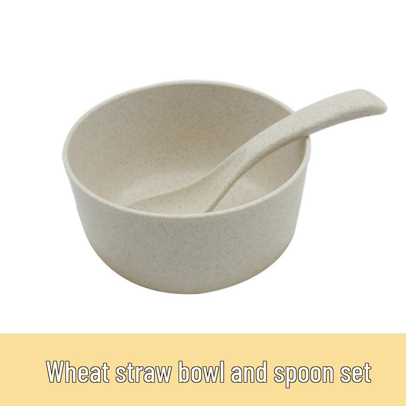 Wheat Straw Bowl & Spoon Set - Modern Minimalist Tableware, Portable and Eco-Friendly Material