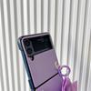 Applicable To Samsung ZFlip5 Mobile Phone Case Folding Screen Solid Color Leather Case Zflip4 Butterfly Portable Chain Back Cover Protective Case
