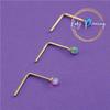 KODY PIERCING Set Of 3 Pieces 9 Carat Gold L Rod and 1.5mm Blue, Green, Fuchsia Opal