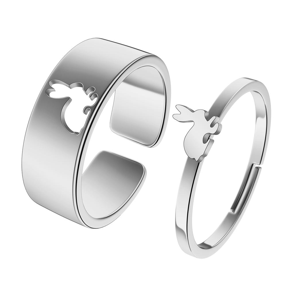 Kinial 2026 New Unisex Couple Rabbit Promise Ring Delicate Stainless Steel Punk Commemorative Rabbit Jewelry Traditional