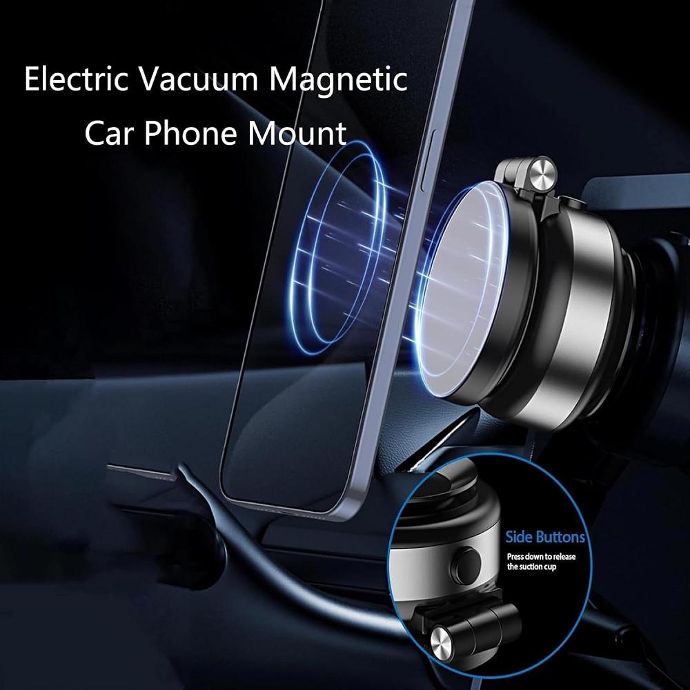Car Phone Holder Electric Vacuum Suction Cup Telescopic Strong Magnetic Adsorption Bracket Gym Kitchen Stand For iPhone 12-16