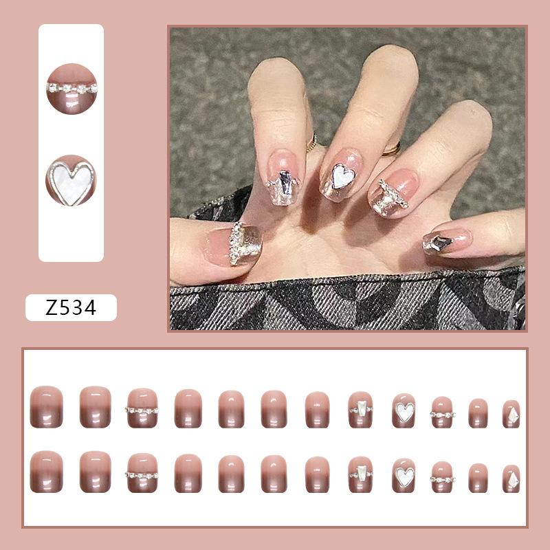 Short gradual change diamond wearing armor fritillary chain with square diamond love sweet ins wind 24 pieces box