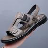Men's Summer New Sandals and Slippers Men's Leather Sandals Adult Thick-soled Beach Shoes Non-slip Open-toe Leather Sandals 2024