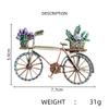 Vintage Creative Rhinestone Bicycle Brooches for Women 2-color Beautiful Taking Flower Bouquet Bike Brooch Pins Jewelry Gift