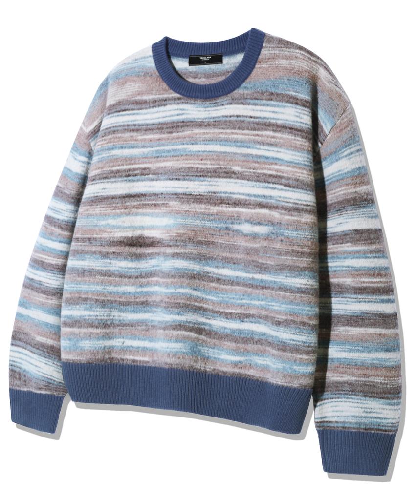 TRILLION Washable Multi-Color Gradient Crewneck Knit_Navy