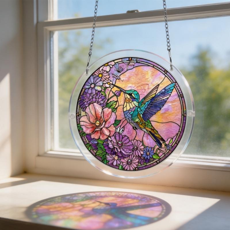 Colorful Acrylic Puzzle Sun Catcher Window Decoration With Metal Chain For Home Gift DIY Art Craft Hanging Sun Catcher Signs