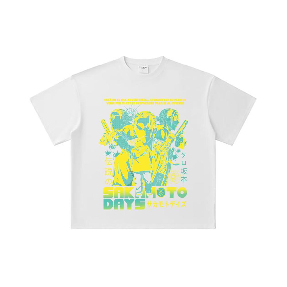 260 GSM Dubbel Garen 32 Count 100% Katoen Sakamoto Days V6 Taro Print Unisex Zwaar Katoenen T-shirt