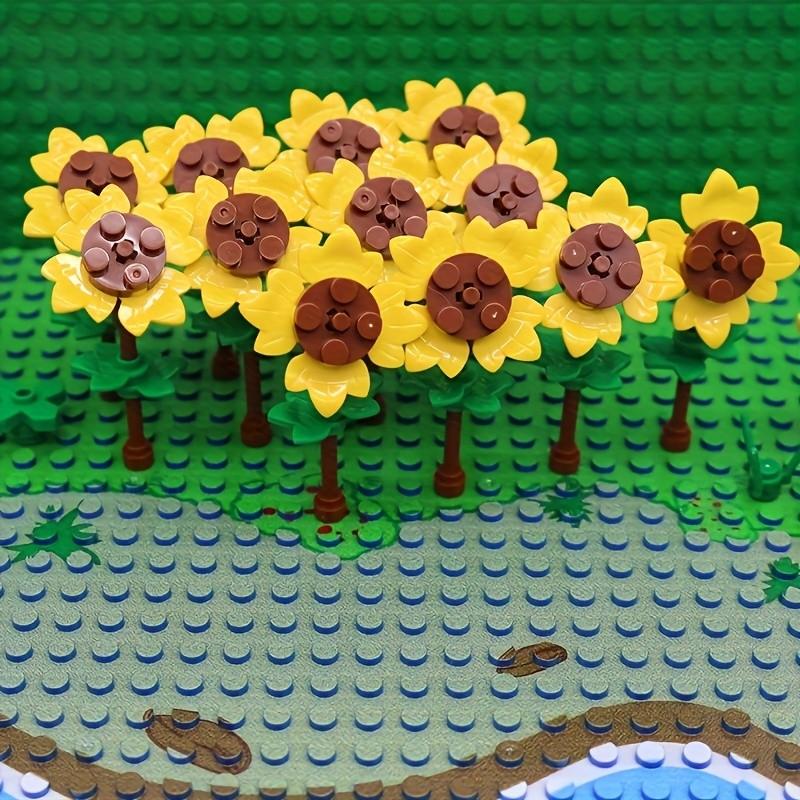 8 Set DIY Sunflower Field Building Blocks, Mixed Color ABS Material, Creative Garden MOC Flower Farm Scene Construction Kit, Children Diy Bricks Toy