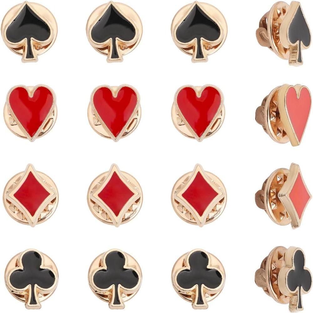 

1.3*0.8cm Poker Hand Cards Brooch Pin Zinc Alloy Enamel Lapel Pin Set For Gifts