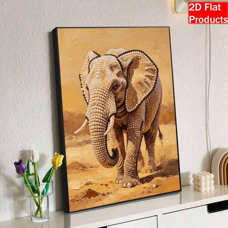Adults DIY Majestic Elephant 5D Rhinestone Art Kit for Adults Round Half Pearls Wall Decoration Handmade Craft Gift Frameless