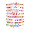 Pack of 8 Trendy Adjustable Bracelets Bohemian Beaded Jewelry with Love Charm Rainbow Colors Gift for Women and Girls