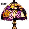 Non Dazzling Bedroom Lamp Halloween Vintage Table Lamp, Retro Resin Pumpkin Skeleton Black Cat Decorative Night Light, Gothic Bedside for Living Room