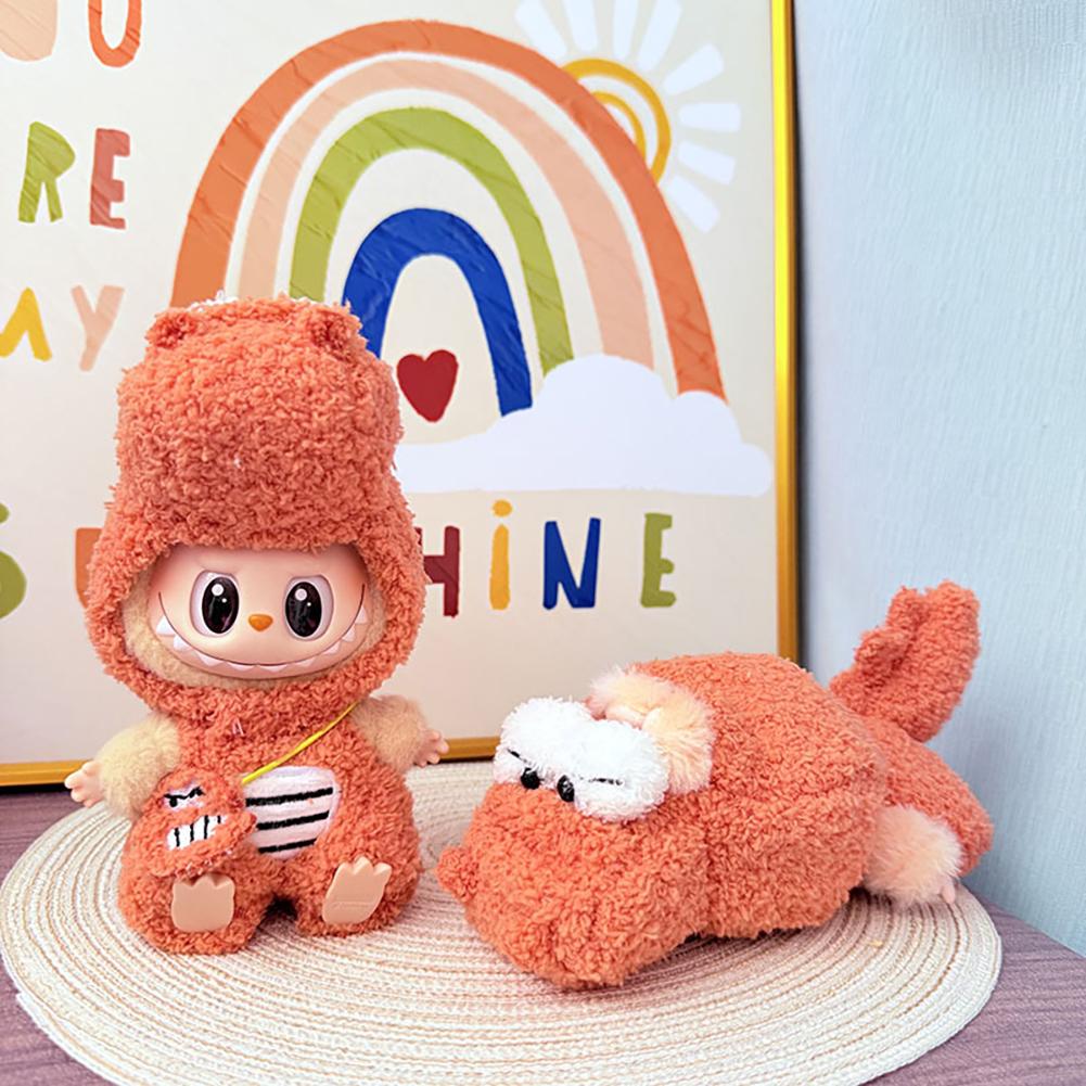 For 17cm Labubu Doll Clothes Fashion Clothes Overalls Doll Clothes Color Match Head Cover Dolls Accessories Cute Decoration Little Clothes