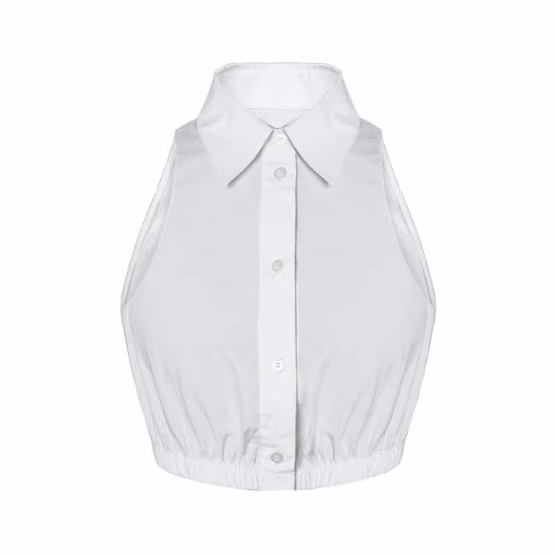 

Рубашки женские повседневные сексуальные уличные женские летние простые новые популярные отложные воротники корейский стиль укороченные топы универсальные Hotsweet XL белый