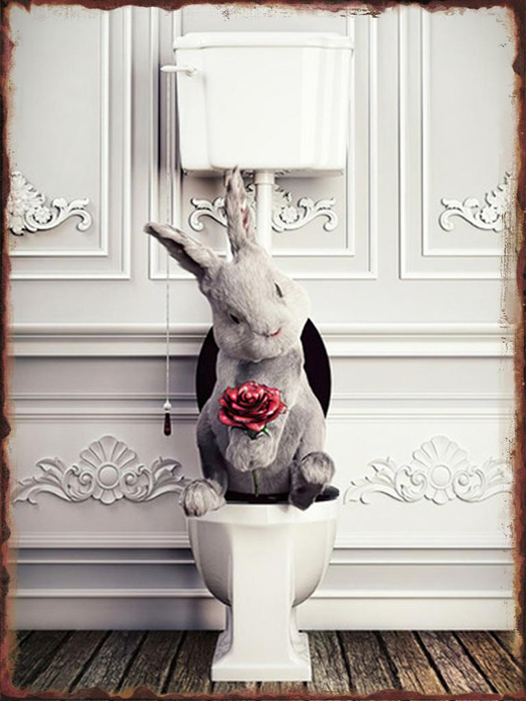 Toilet Animal Funny Metal Tin Signs Home Bathroom Wall Art Decoration Public Lavatory Plaques Restroom Plate Background Poster
