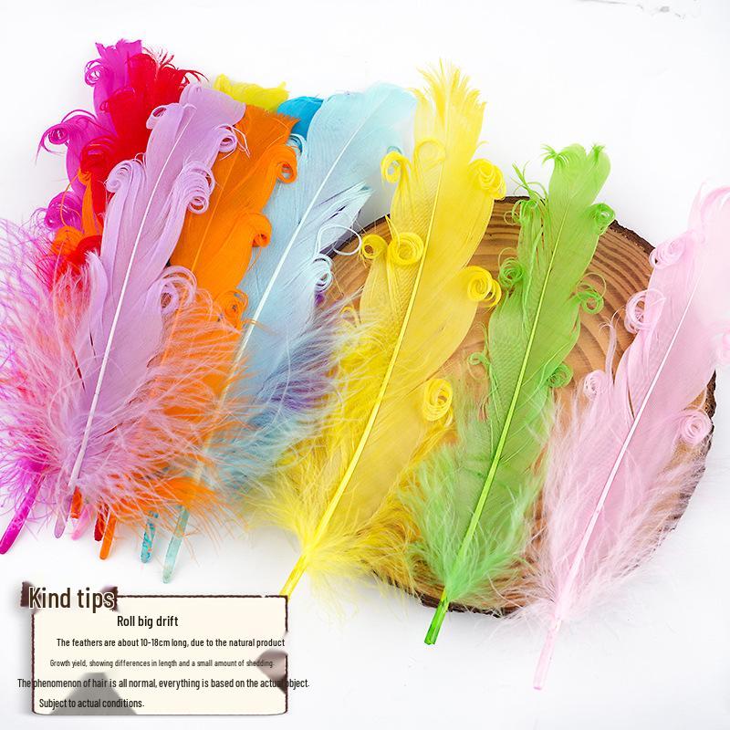 DIY Handmade White Large Curly Feather Accessories for Hats, Clothing, and Bags