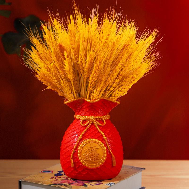 Golden Barley Ear Faux Flower Bouquet for Living Room, Dining Table, or Wedding Decoration