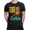 Herren T-Shirts Tung Tung Tung Sahur Cool Reines Baumwoll-T-Shirt Kurzarm Italienisches Gehirnfäule Meme T-Shirts Rundhals Kleidung Geschenk