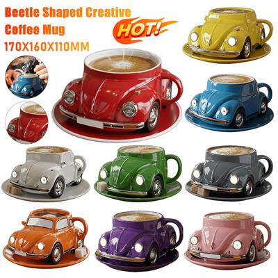 Beetle Shaped Coffee Mug Creative Funny Beetle Coffee Cup Novelty Car-Shaped Tea Cup Drinkware Bottle For Men Women Car Lovers
