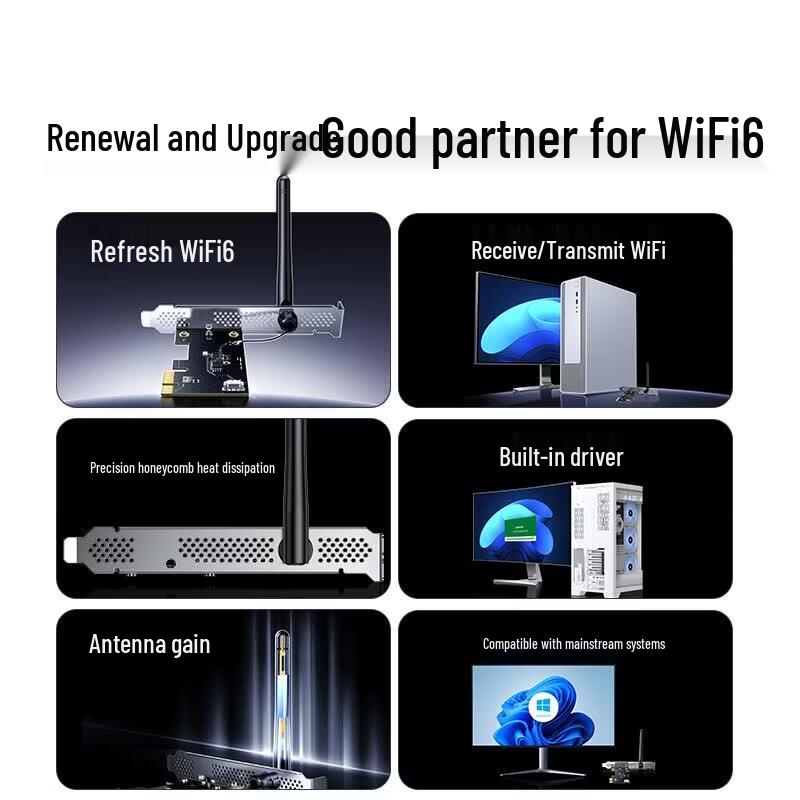 Ugreen AX300 WiFi 6 PCIe Wireless Network Card for Desktops (CN version)