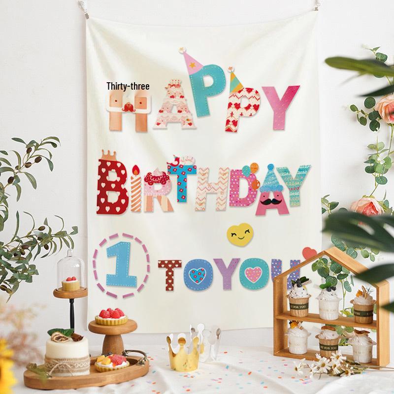Newins Birthday Cake Velvet Wall Hanging for Dorm or Bedroom